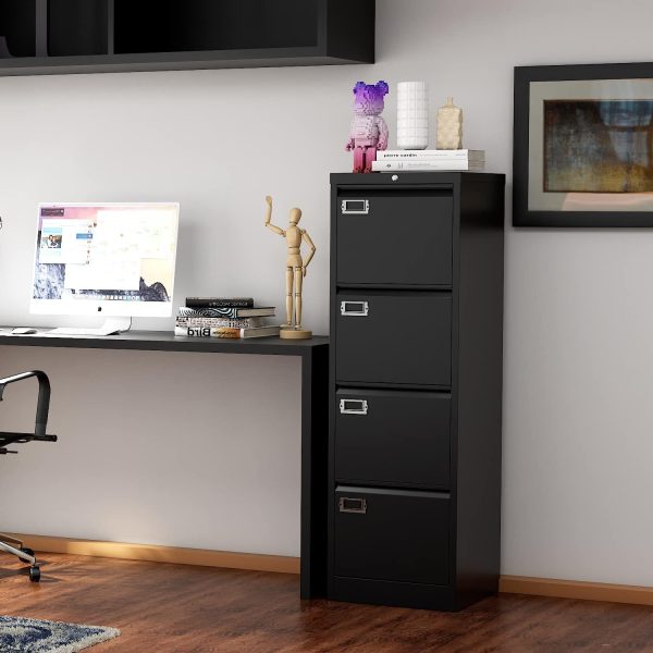 4 Drawers Vertical File Cabinets - Lateral Filing Cabinets - Metal Steel Lockable Storage Cabinets for Home Office to Hanging Files Letter/Legal/F4/A4 Size - Image 4