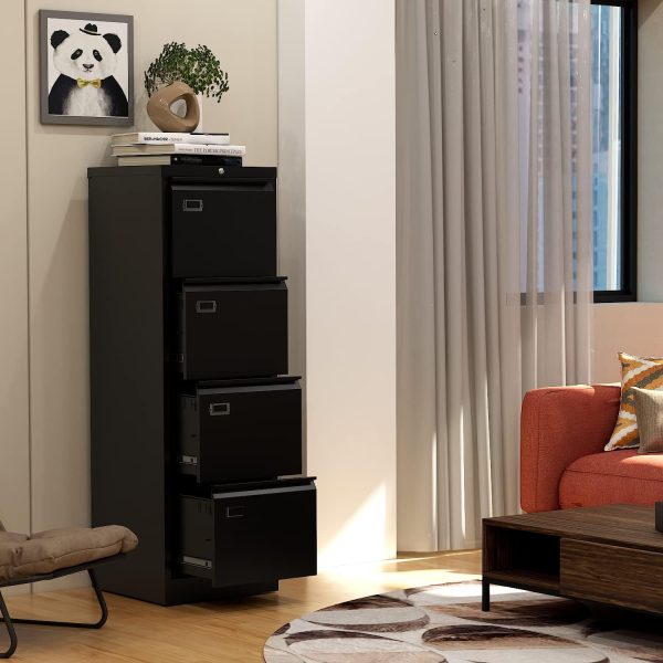 4 Drawers Vertical File Cabinets - Lateral Filing Cabinets - Metal Steel Lockable Storage Cabinets for Home Office to Hanging Files Letter/Legal/F4/A4 Size - Image 7