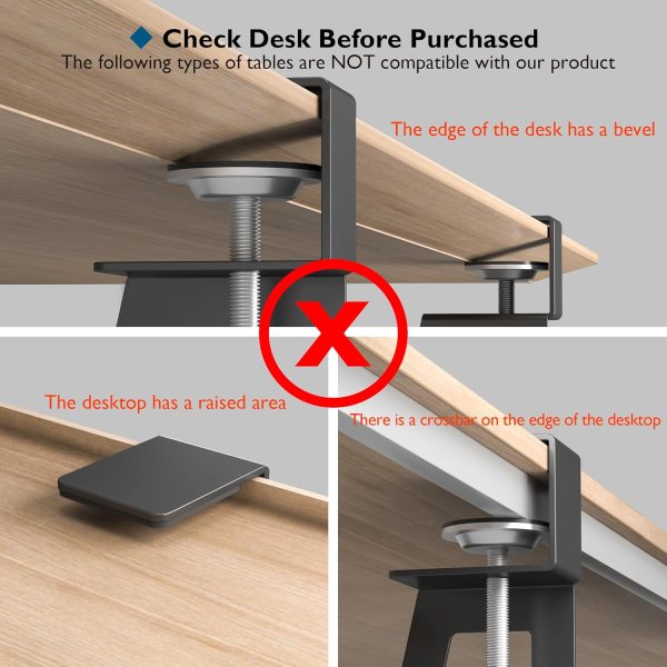 Keyboard Tray Under Desk, Pull Out Keyboard & Mouse Tray with C-clamp, 25.6 Excluding Clamps (30 Including Clamps) x 11.8 Inch Steady Slide-Out Computer Drawer for Typing, Black - Image 4