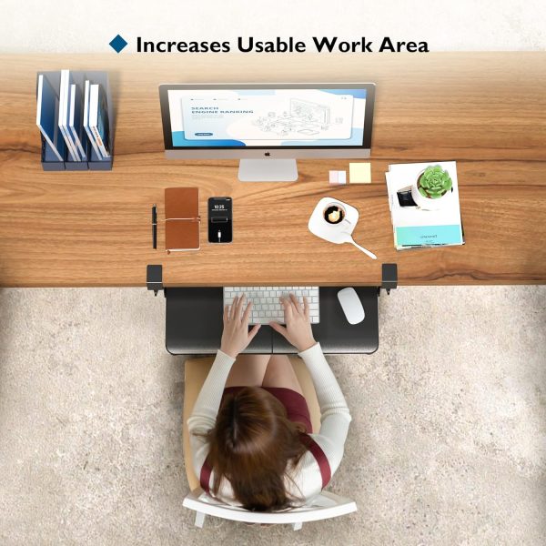 Keyboard Tray Under Desk, Pull Out Keyboard & Mouse Tray with C-clamp, 25.6 Excluding Clamps (30 Including Clamps) x 11.8 Inch Steady Slide-Out Computer Drawer for Typing, Black - Image 9