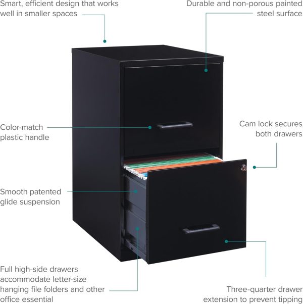 Lorell 14341 18 Deep 2-Drawer File Cabinet, Black - Image 7