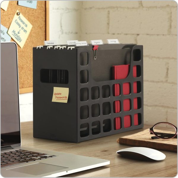 Pendaflex Portable Desktop File, Side Handles, Hanging File Folders, Tabs & Inserts, Letter Size, 9-1/2 x 12-3/16 x 6 Inches, Black (23013) - Image 2