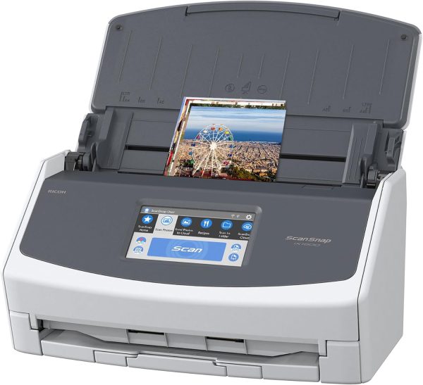 ScanSnap iX1600 Wireless or USB High-Speed Cloud Enabled Document, Photo & Receipt Scanner with Large Touchscreen and Auto Document Feeder for Mac or PC, White
